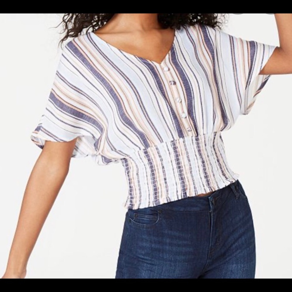 Almost Famous Crave Fame Smocked- Waist Top  Sz:XL